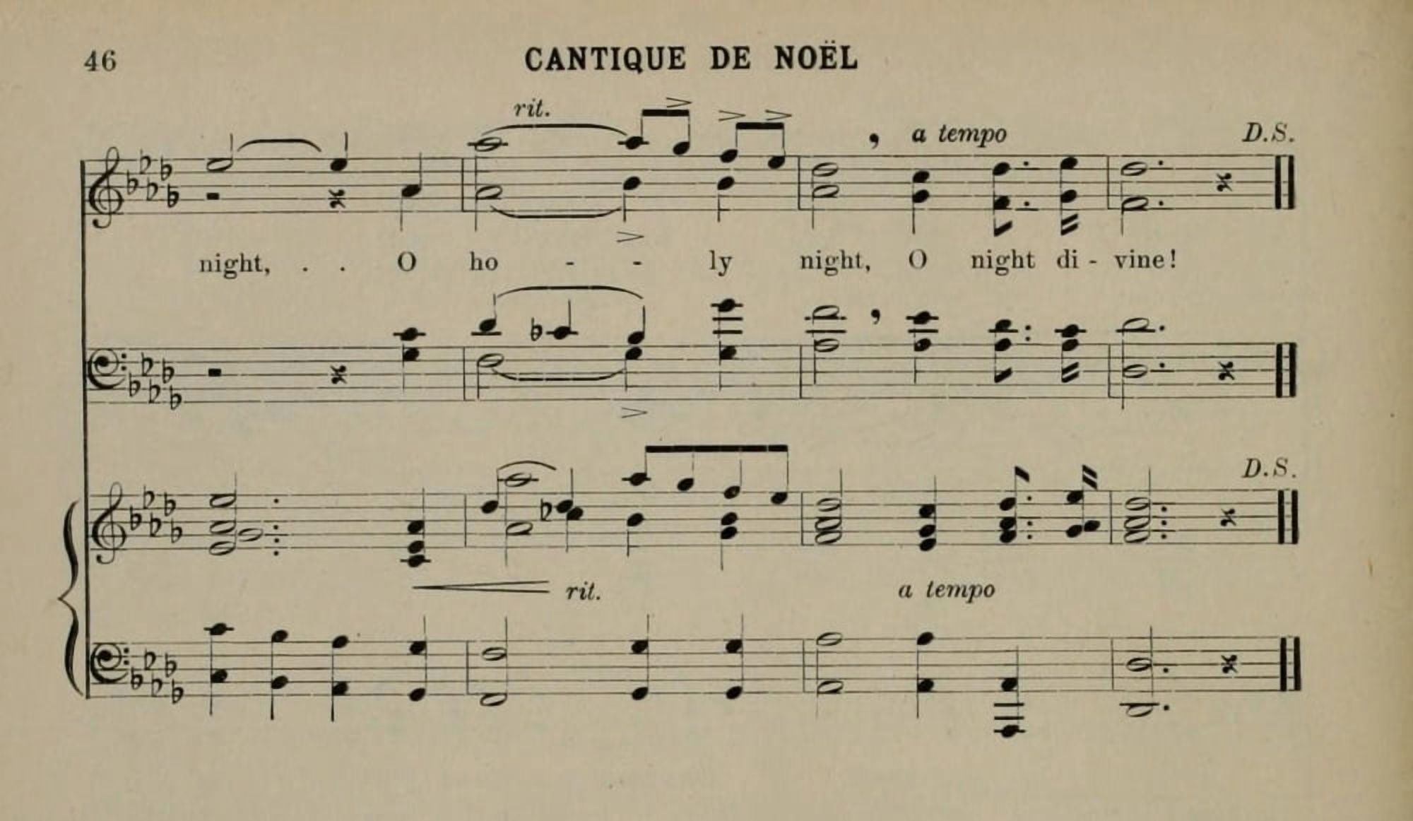 Cantique de NoÔø?l 5 Adolphe Adam Christmas Carols & Hymns 1910 Canvas Art -  (24 x 36)
