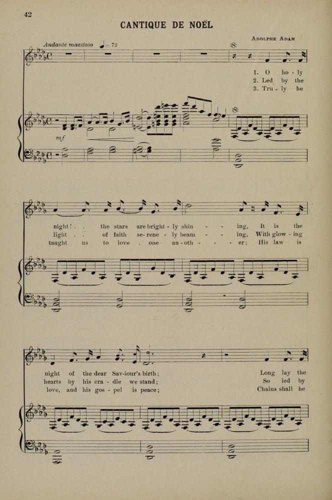 Cantique de No��?l 1 Adolphe Adam Christmas Carols & Hymns 1910 Canvas Art - (24 x 36)