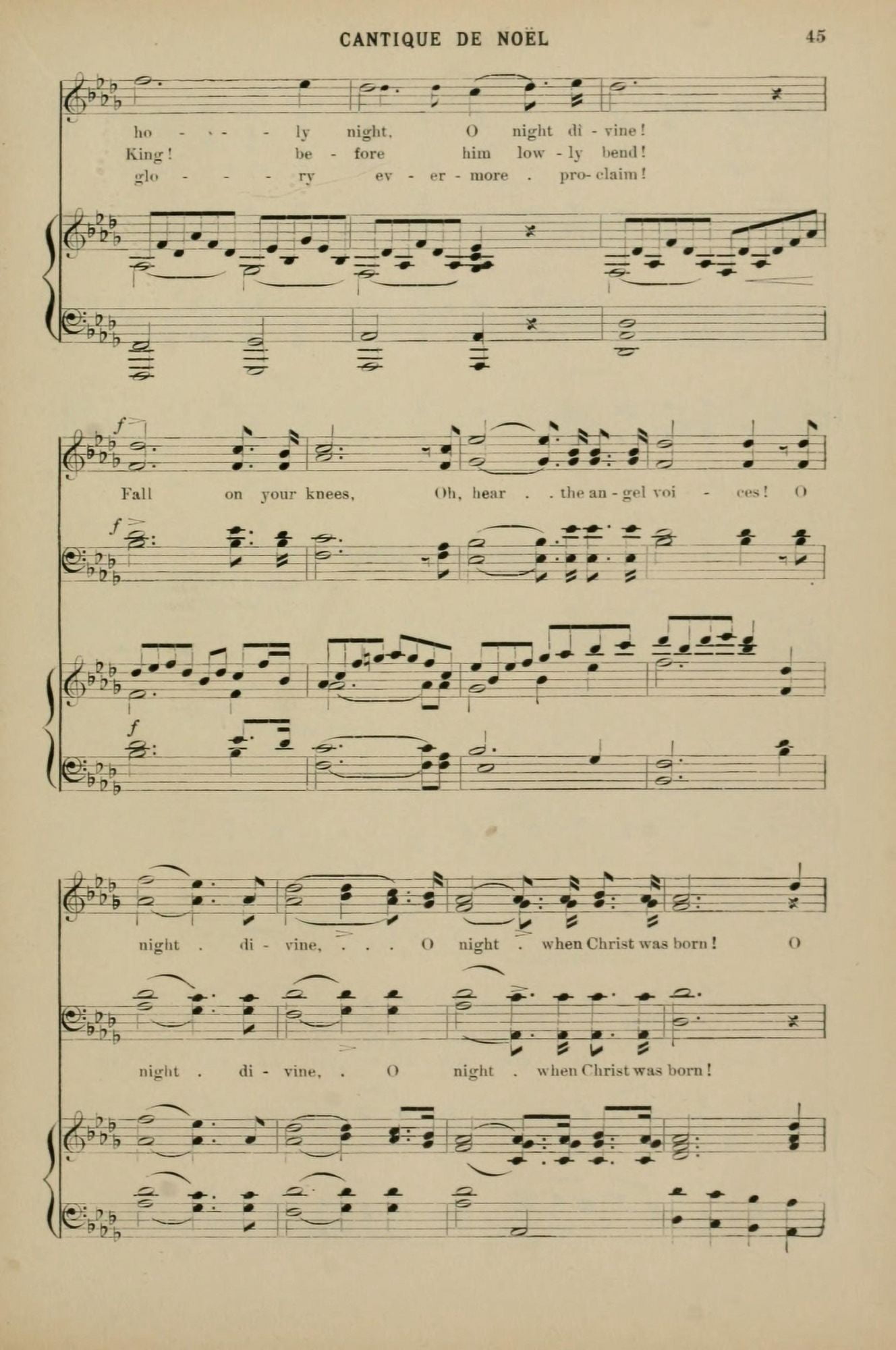 Cantique de Nol 4 Adolphe Adam Christmas Carols & Hymns 1910 Canvas Art - (18 x 24)