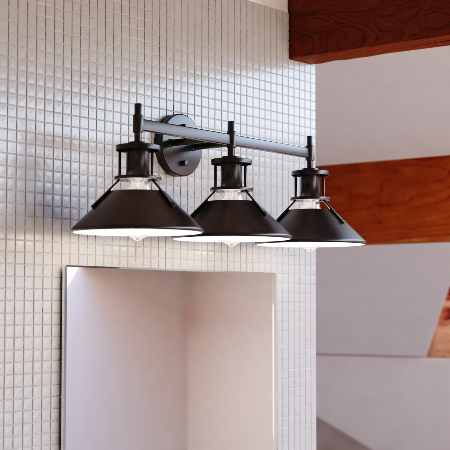 Canton 3 Light Black and White Farmhouse Bathroom Vanity Wall Fixture