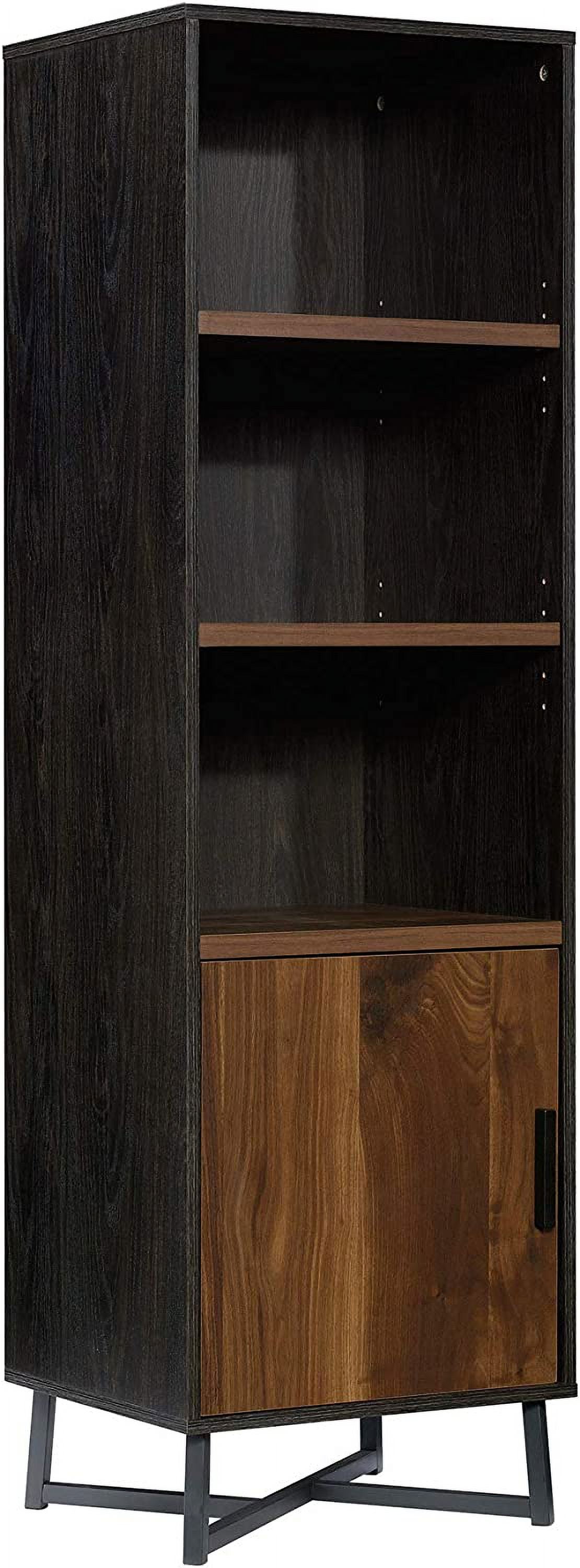 60'' Adjustable Black & Brew Oak Industrial Bookcase with Doors
