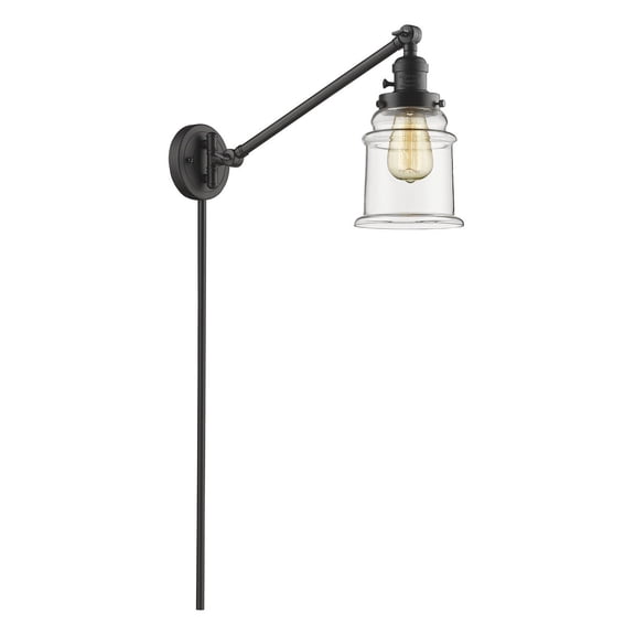 Canton Oiled Rubbed Bronze LED Swing Arm Wall Sconce with Clear Bell Glass