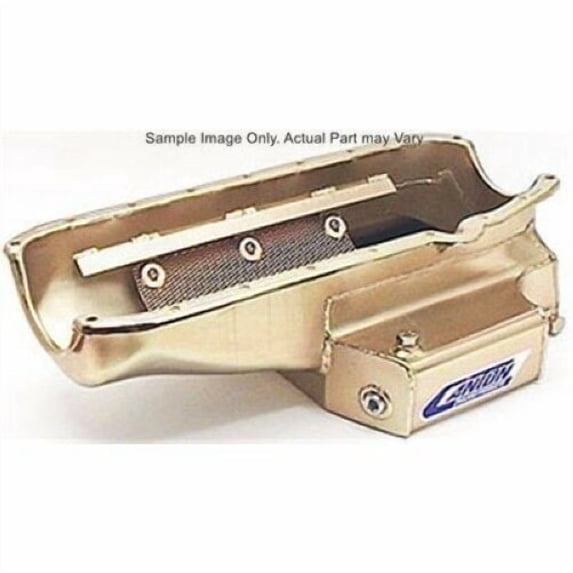 Canton 11-102 Oil Pan Circle Track Steel Gold Iridited 6 qt. For Chevy SB