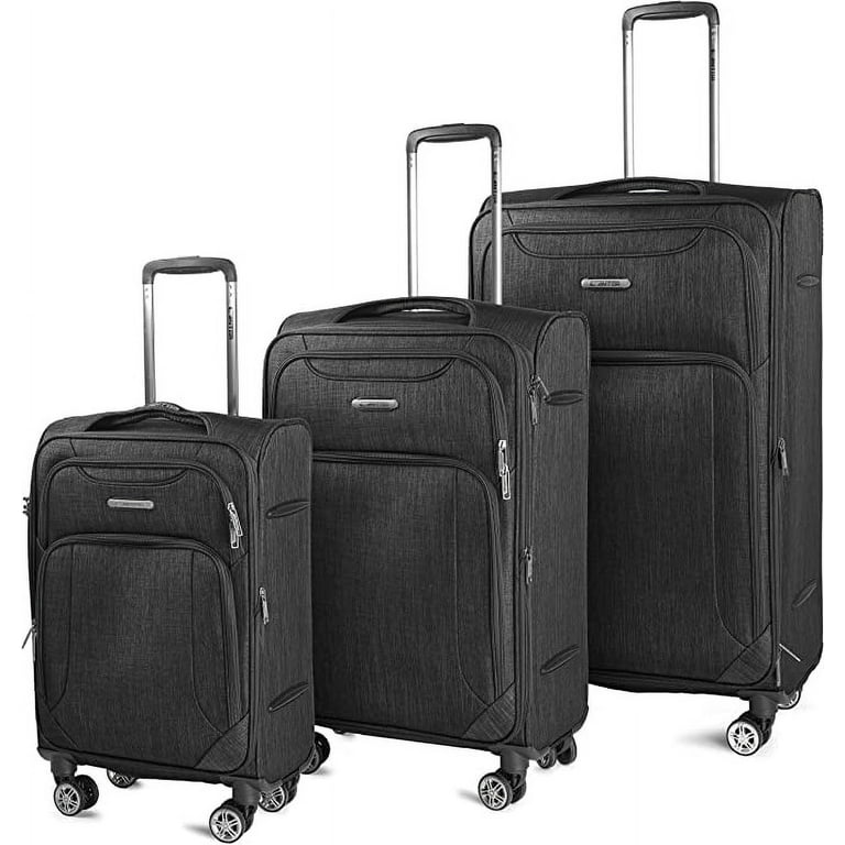 Cantor Ultra Lightweight Softside Luggage with Spinner Wheels Set of 3 Expandable Suitcase with Retractable Handle and ID Tag and Interlocking