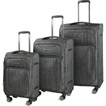 Cantor Ultra Lightweight Softside Luggage with Spinner Wheels,Grey, Set of 3, Expandable Suitcase with Retractable Handle and ID Tag