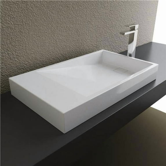 Cantrio Koncepts ST-30184 Solid Surface Above Counter Bathroom Sink, White