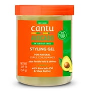 Cantu Avocado Hydrating Styling Gel, Flexible Hold with Avocado Oil and Shea Butter, 18.5 oz