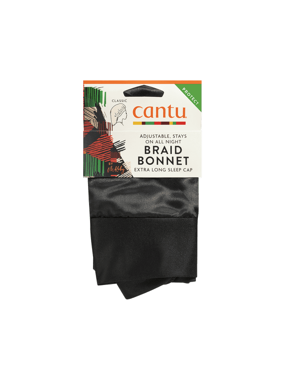 Braid Bonnet Extra Long Sleep Cap, Black