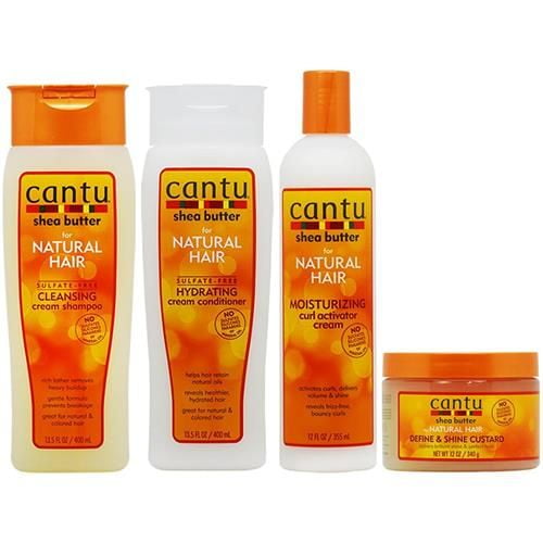 Cantu Cleansing Cream Shampoo + Conditioner + Curl Activator Cream + Define & Shine Custard"Set" Package May Vary