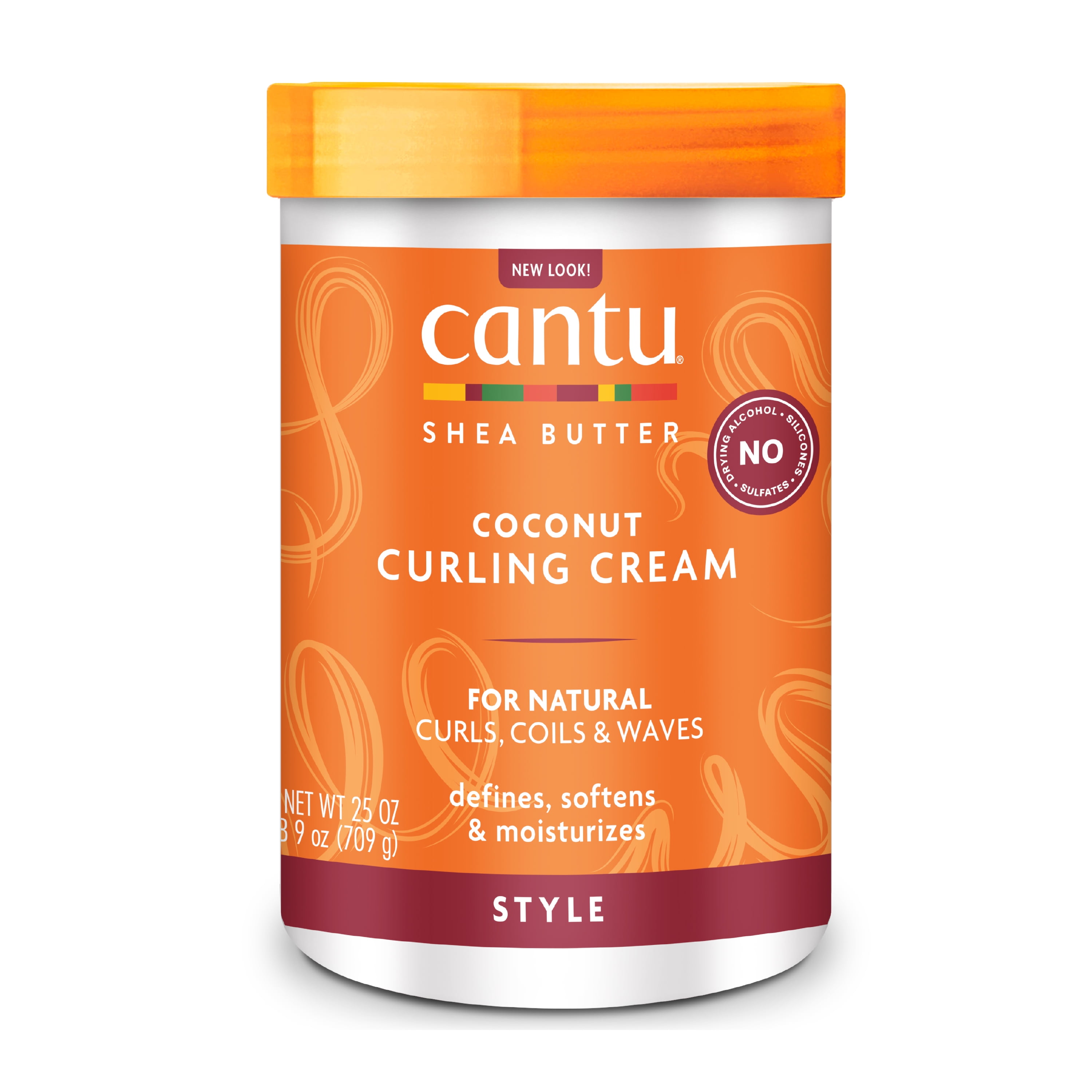 Cantu Natural Hair Curly Moisturizer, Creamy Conditioning Shea Butter Coconut Curling Cream, 25