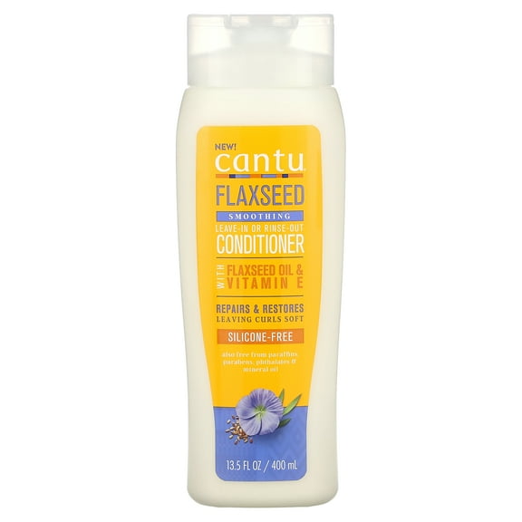 Cantu Flaxseed Smoothing Leave-In or Rinse-Out Conditioner, 13.5 fl oz (400 ml)