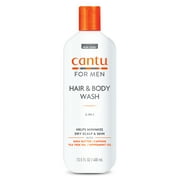 Cantu For Men 2-in-1 Hair & Body Wash with Shea Butter, Tea Tree Oil and Caffeine, 13.5 fl oz