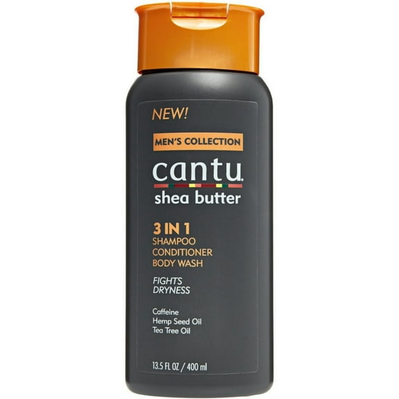 Cantu Mens Collection 3-in-1 Shampoo Conditioner Body Wash, Shea Butter 13.50 oz (Pack of 2)