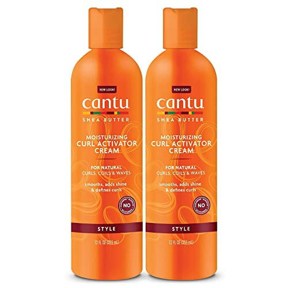 Cantu Moisturizing Curl Activator Cream for Natural Hair with Pure Shea Butter, 12 fl oz (Pack of 2) (Packaging May Vary)