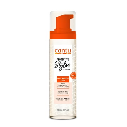 Cantu Protective Styles by Angela Set & Refresh Foam with Apple Cider Vinegar & Aloe, 8 fl oz