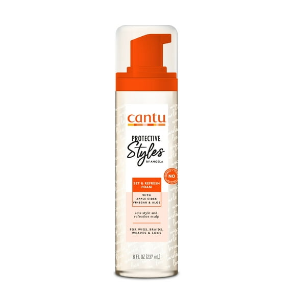 Cantu Protective Styles by Angela Set & Refresh Foam with Apple Cider Vinegar & Aloe, 8 fl oz