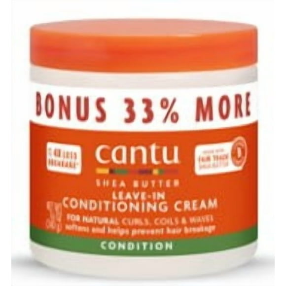 Cantu Shea Butter for Natural Hair Leave-In Conditioning Cream Bonus, 16 oz. Jar
