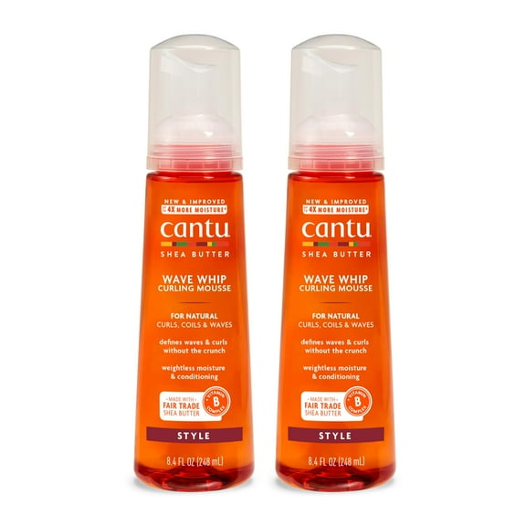 Cantu Wave Whip Curling Mousse for Natural Hair with Pure Shea Butter, 8.4 fl oz (Pack of 2) (Packaging May Vary) C29