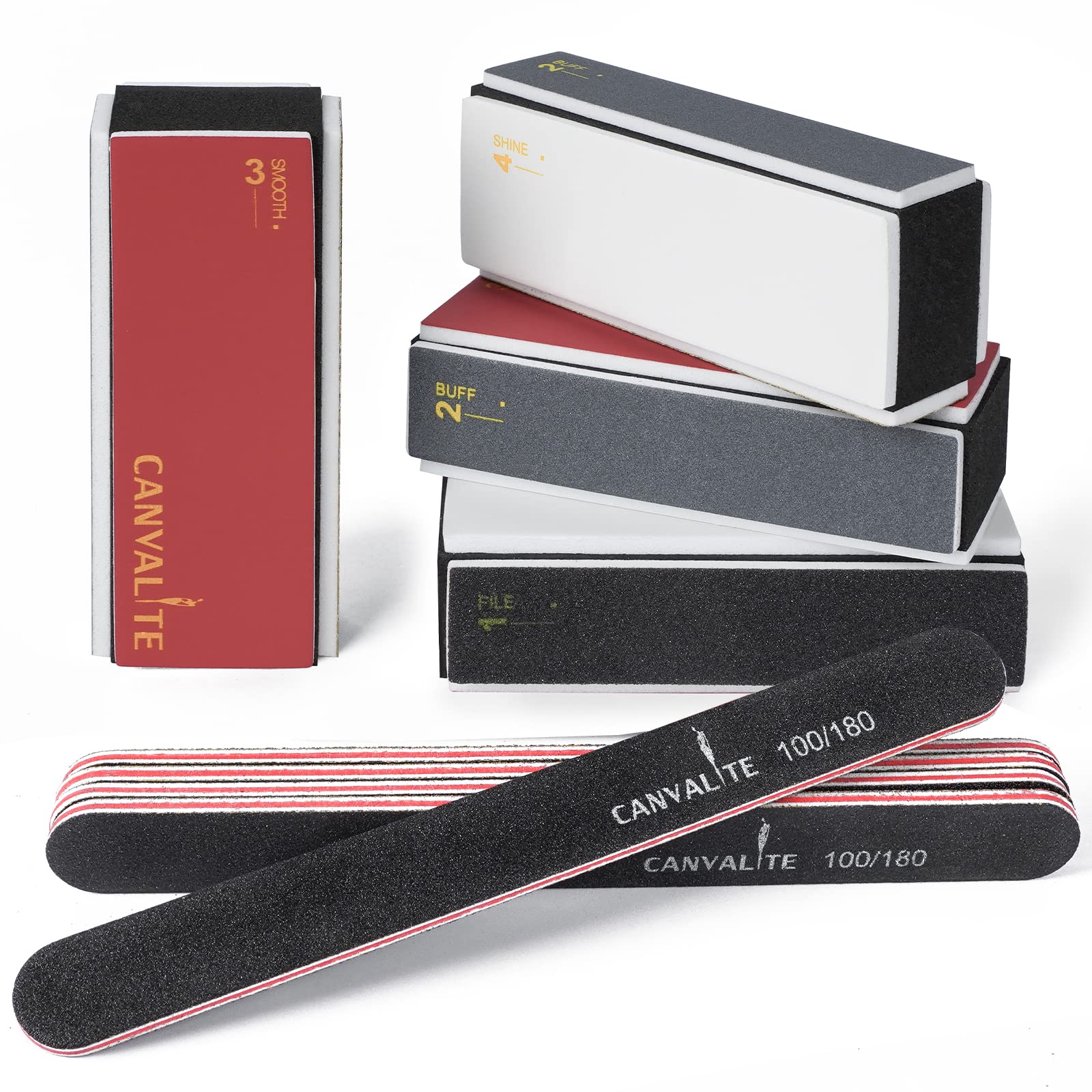 Canvalite 10er Set Nagelfeilen Für Gelnägel – Doppelseitig, Waschbar, Wiederverwendbar, Körnung 180/240 (Mond-Form)