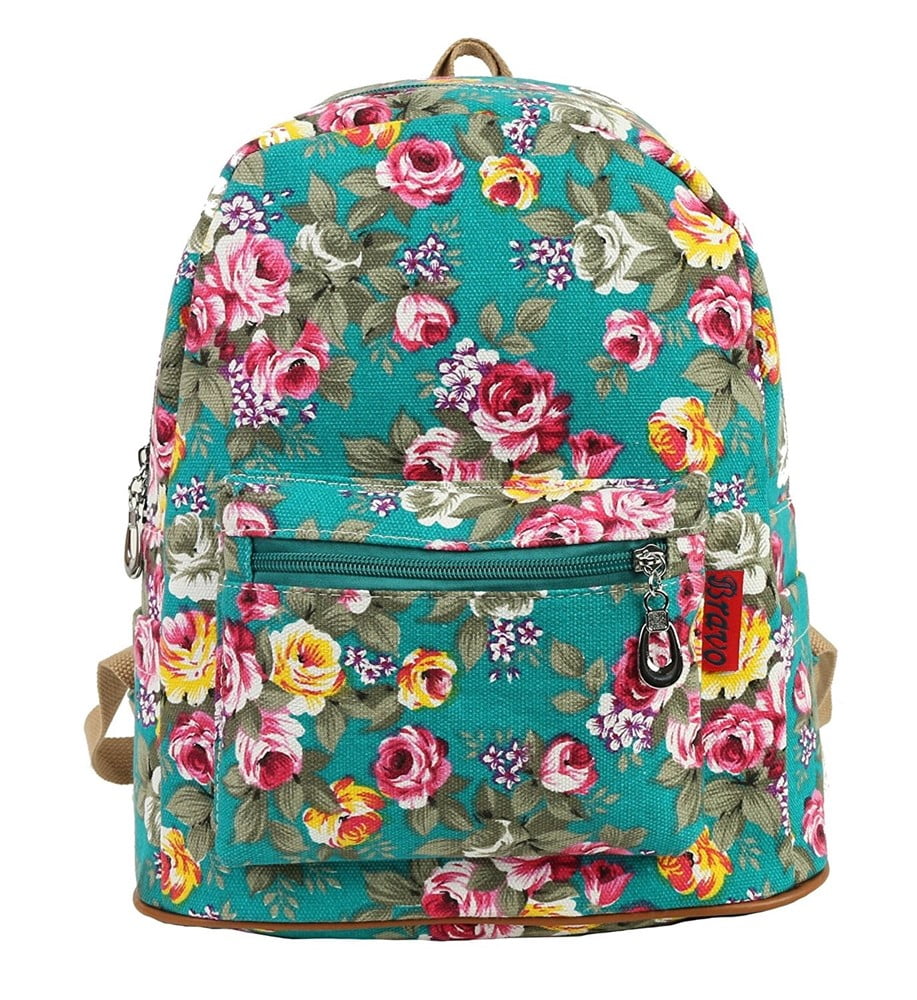 Floral Teal Canvas Medium Shoulder Backpack for Italy Ubuy