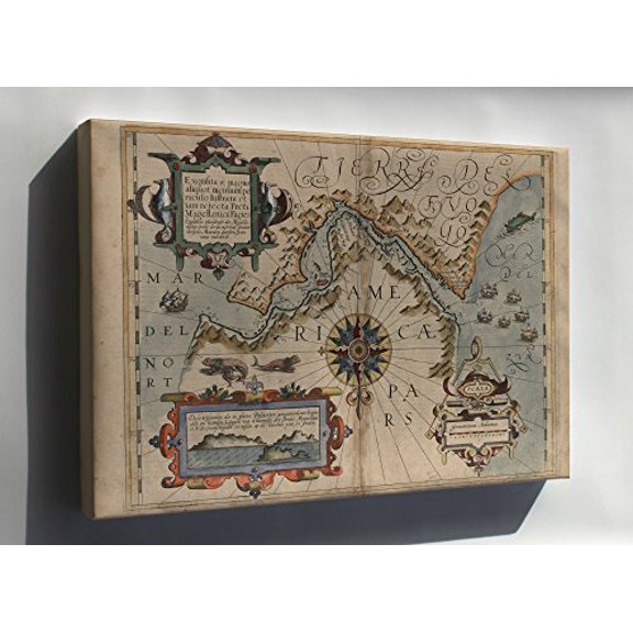 Canvas 16x24; Map Of Strait Of Magellan 1570