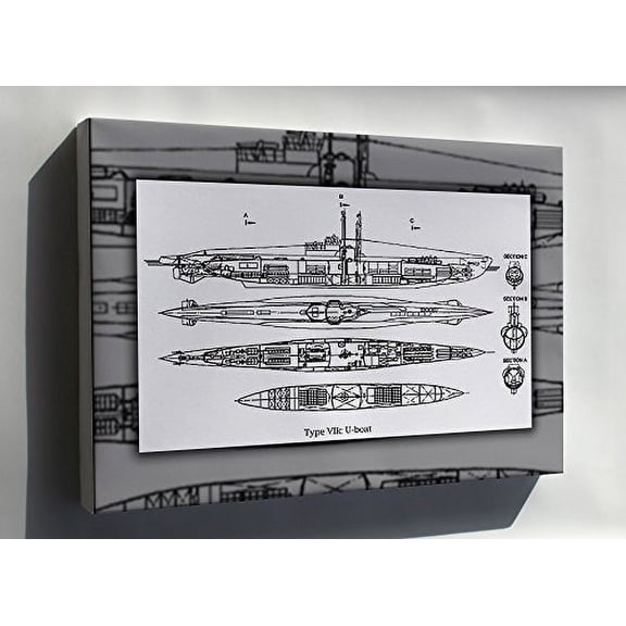 Canvas 16x24; Type Vii U-Boat Submarine