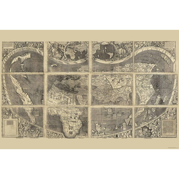 Canvas 24x36; Waldseemuller World Map, Universalis Cosmographia, C1507