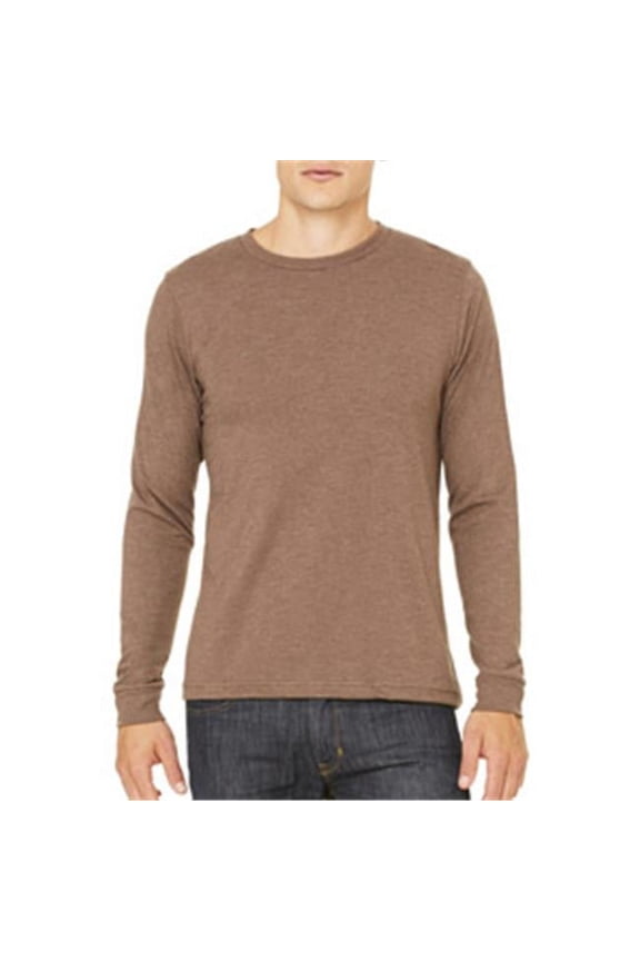 3501 Mens Jersey Long-Sleeve T-Shirt - Heather Brown - Large