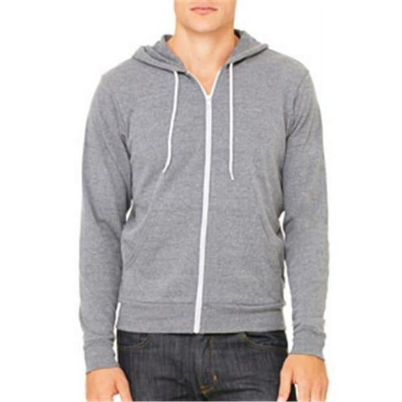Canvas 3739 Unisex Poly-Cotton Fleece Full-Zip Hoodie - Deep Heather - Large