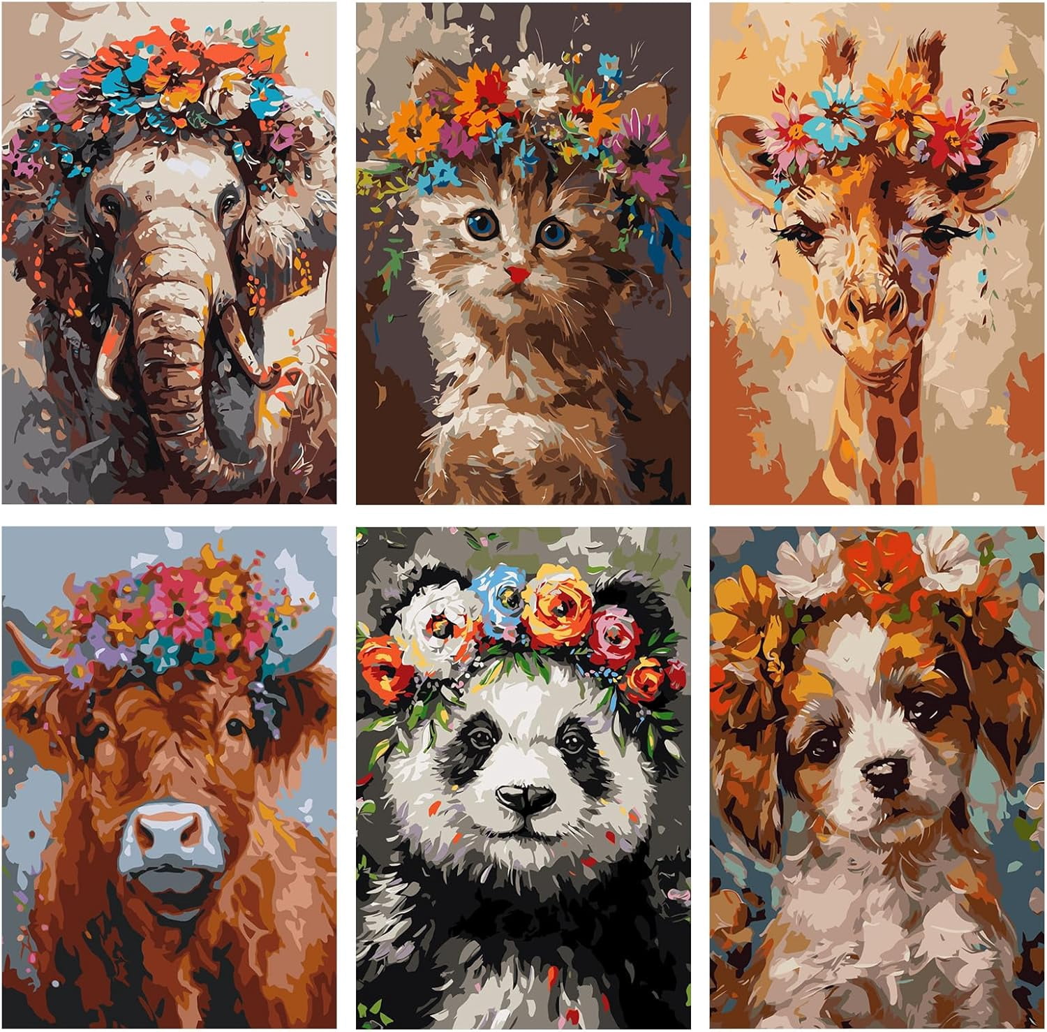 Canvas Animals with Wreath Paint by Numbers Kit for Adults, Adults ...