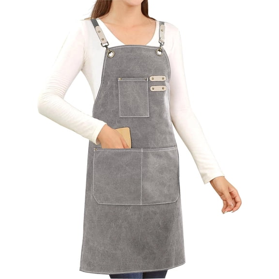 Canvas Apron for Art Painting Garden Chef Bartender Work,Women Men 3 Pockets Adjustable M-XXL