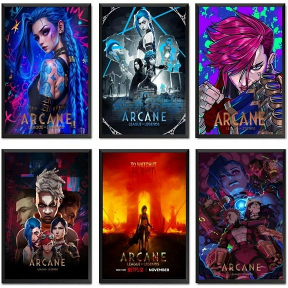 Canvas Arcane Poster (Set Of 6) Unframed Classic Anime Poster Canvas Posters 8x12 inch