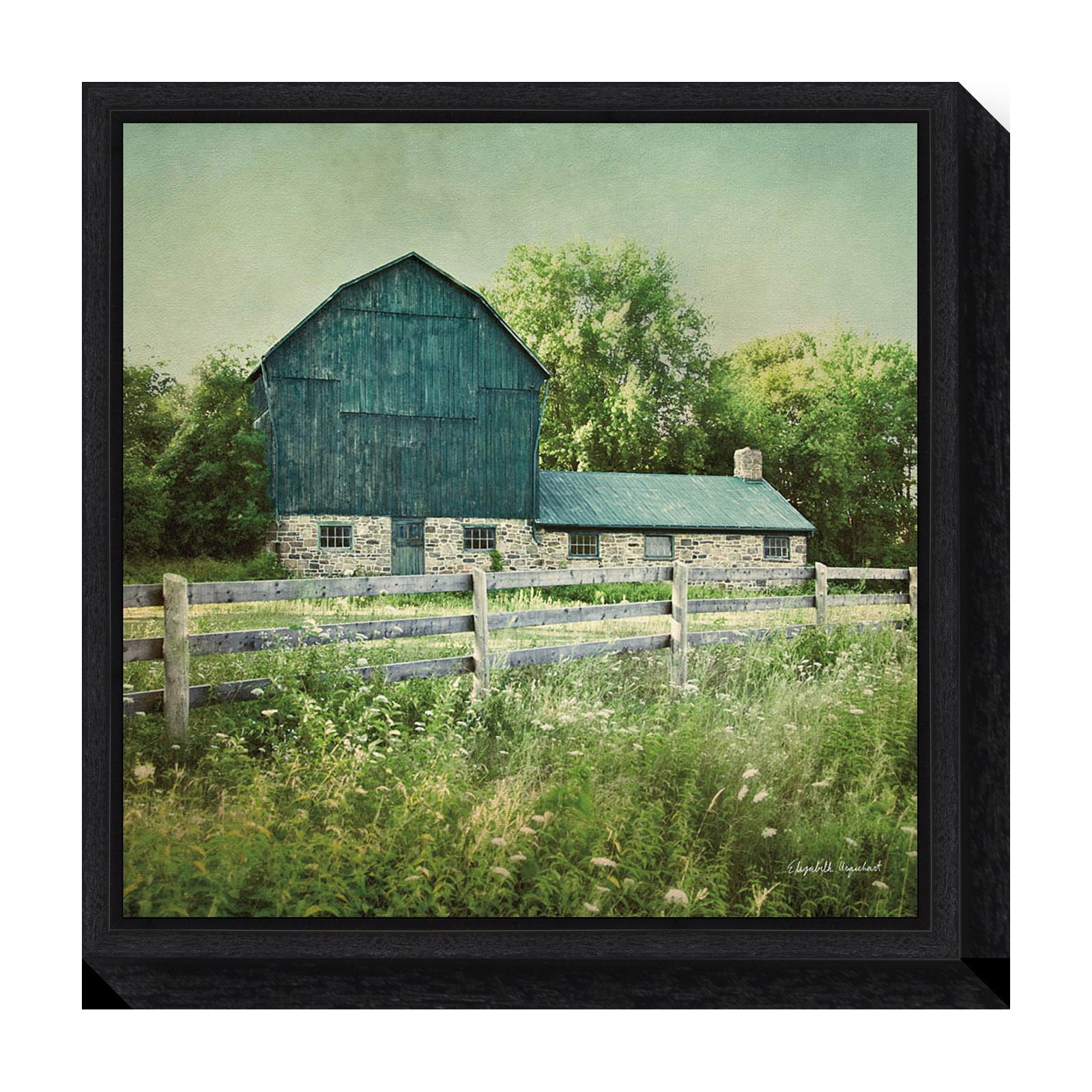 Blissful Country Barn Landscape Framed Canvas Art Print