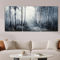 Canvas Art,Misty Forest Wall Art,Wall Decor Living Room,Bathroom,Office,3 Piece Wall Decor（Only canvas）