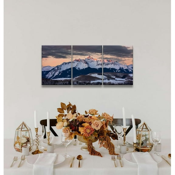 Canvas Art Print US National Park, Yellowstone Lower Falls Painting Wyoming Waterfall Wall Art Nature Landscape Picture Poster Decor for Office Living Room Framed Ready to Hang 16"x24" x 3 Panels