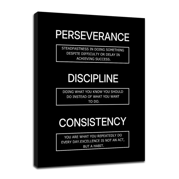 Canvas Art Prints Perseverance Discipline Consistency 30"L x 40"W Motivational Wall Decor