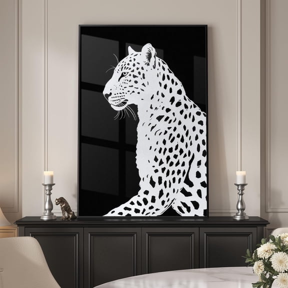 Canvas Art Prints Snow Leopard in the Dark Night 36"L x 24"W Wall Decor