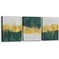 thumbnail image 1 of Canvas Art Wall Decor Geometric Gold Green Pictures Strokes Abstract Shapes Illustrations Painting Prints on Canvas 3 Pieces Modern Artwork Stretched and Framed Ready to Hang - 12" x 16" x 3, 1 of 6