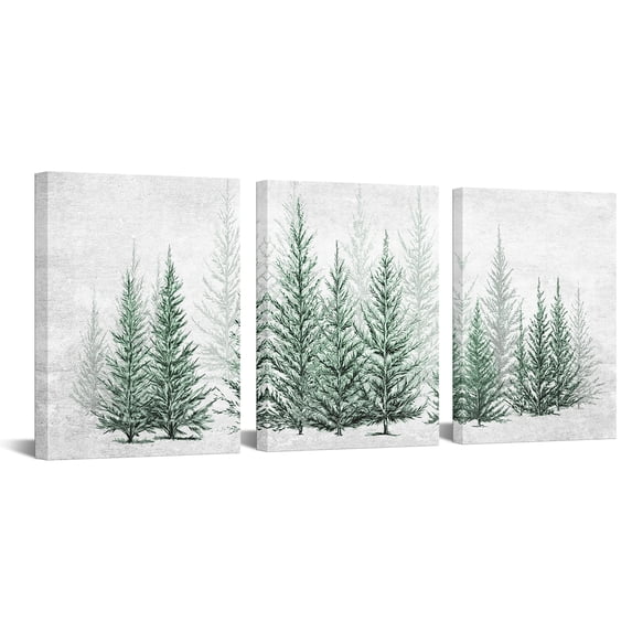Canvas Art Wall Decor, White Birch Trees Landscape Picture Painting, Modern Nature Green Artwork Prints Framed for Home Decor 12"x16"x3pcs