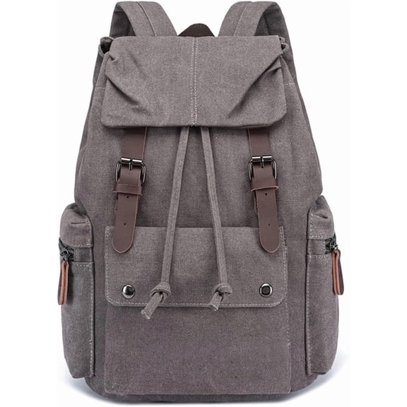 Canvas Backpack Casual Daypacks Travel Rucksack for Men Women Laptop Backpack College School Bag (Gray)