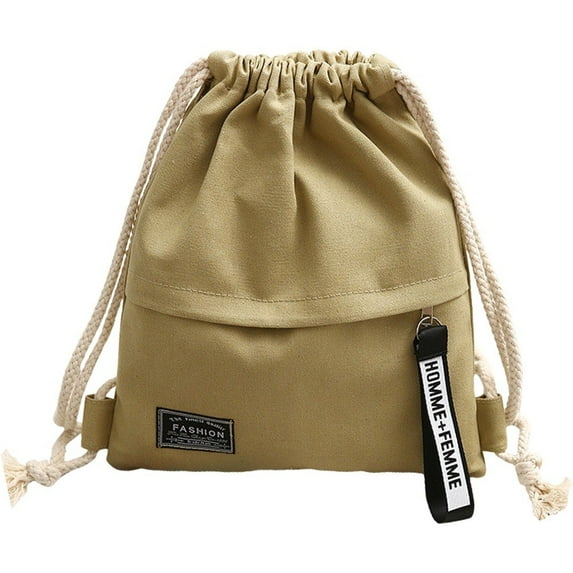Canvas Backpack Drawstring Backpack Casual Backpack Drawstring Pocket Bag Fashion Small Bag Travel Day Pack for Women Men