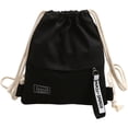 thumbnail image 1 of Canvas Backpack Drawstring Backpack Casual Backpack Drawstring Pocket Bag Fashion Small Bag Travel Day Pack for Women Men, 1 of 7