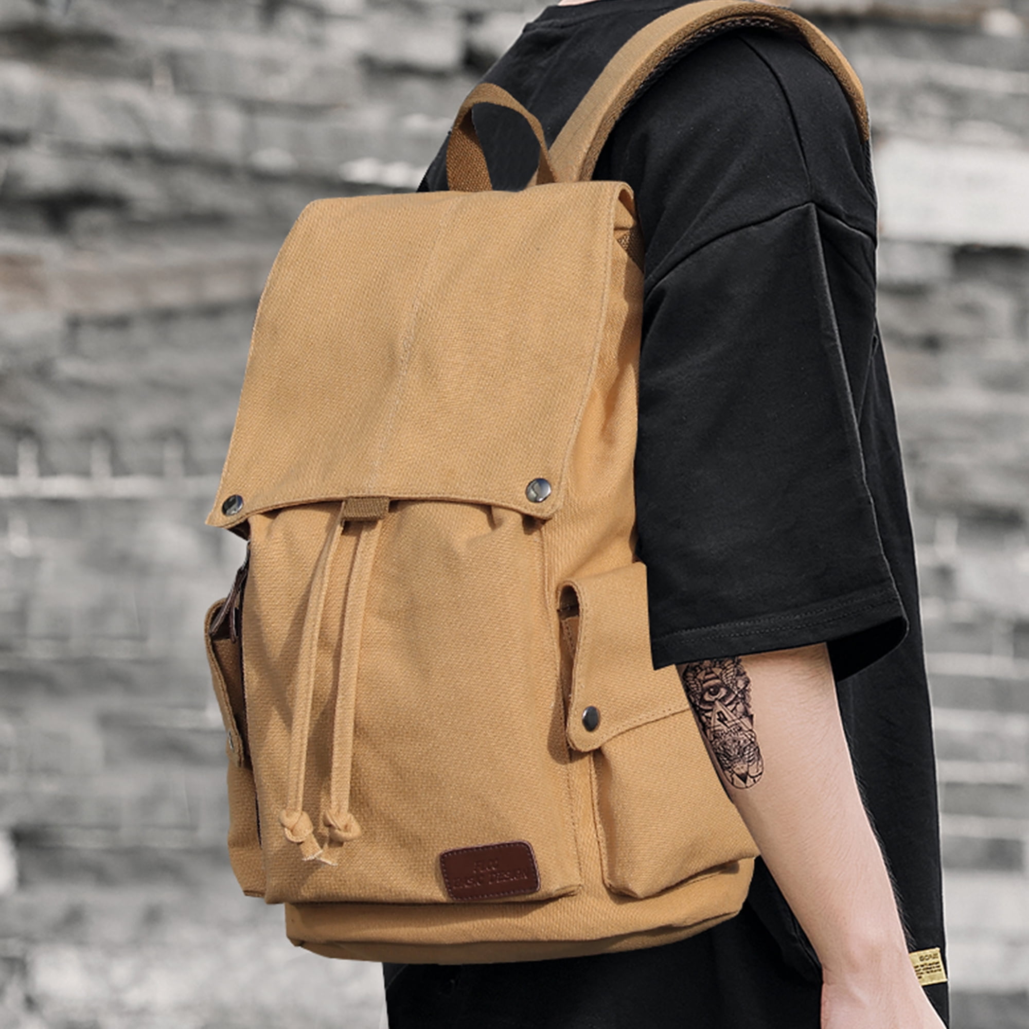 Canvas Backpack Men,Vintage Unisex Casual Backpack Canvas Rucksack