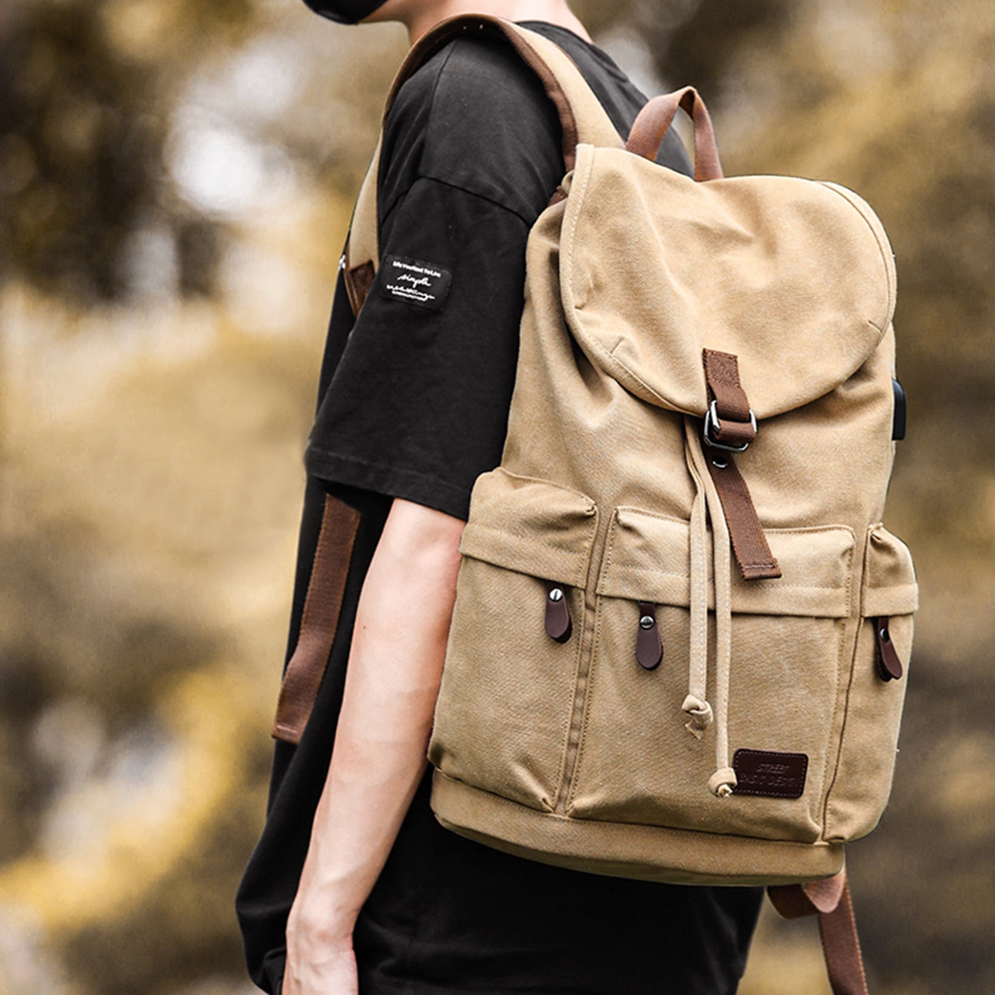 Canvas Backpack Men,Vintage Unisex Casual Backpack Canvas Rucksack