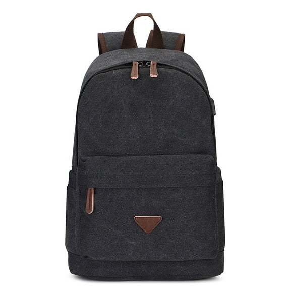 Canvas Backpack With USB Design Korean Portable,Black