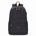 thumbnail image 1 of Canvas Backpack With USB Design Korean Portable,Coffee, 1 of 2