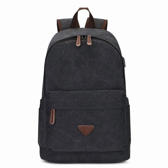 Canvas Backpack With USB Design Korean Portable,Coffee