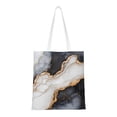 thumbnail image 1 of Canvas Bag Tote Bag Shopping Bag 16×15in Can Be Carried By Hand And Can Be Used For Daily Travel Such As Shopping And Going To Work Black White Gold Marble, 1 of 8