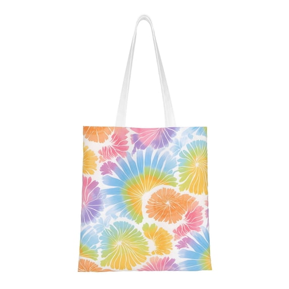 Canvas Bag Tote Bag Shopping Bag 16×15in Can Be Carried By Hand And Can Be Used For Daily Travel Such As Shopping And Going To Work Lightslategray Tie-Dye Background Vibrant Colors And Swirling (2)