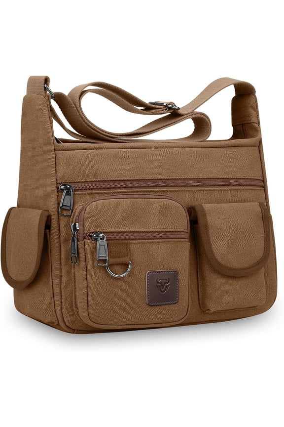 Canvas Bag for Mens Multi-pockets 13 inch Laptop Messenger Bag Sling Bags School Crossbody Bags Travel